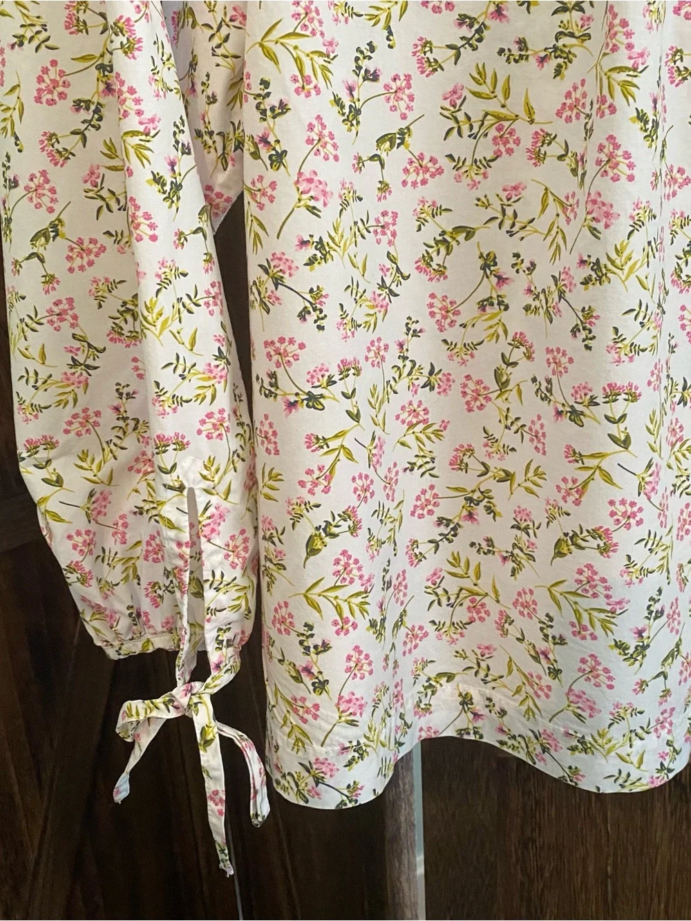 J. Crew Pink Floral Tie-Neck Button-Front Blouse